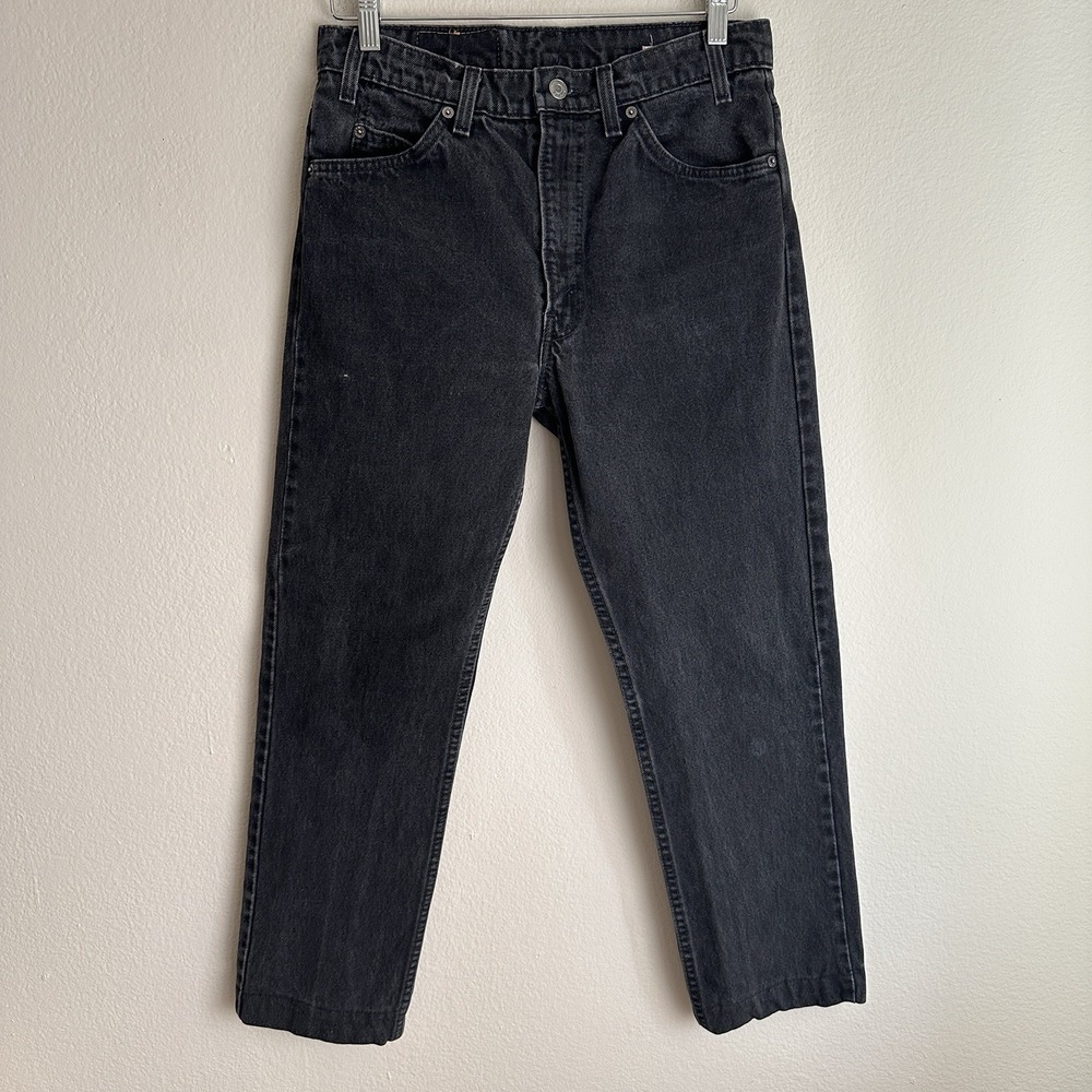 Levi's 505 Straight Leg Jeans Mens 32x27 Black Vintage Made in USA altered
